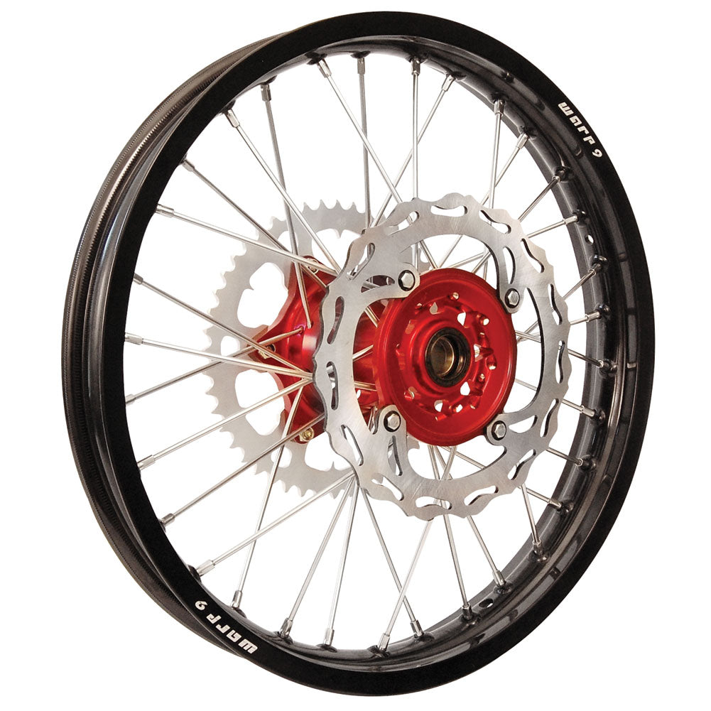 Warp 9 Complete Wheel Kit - Rear 18 x 2.15 Black Rim/Red Hub/Silver Spokes and Nipples