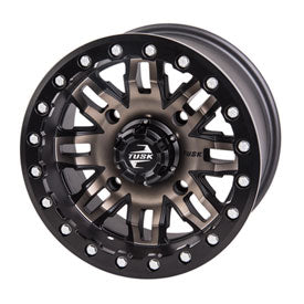 Tusk Teton Beadlock ATV/UTV Wheel 14x7 — 4 x 137 mm — 4.0 + 3.0 — Smoke/Black