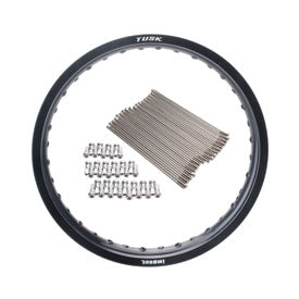 Tusk Impact rear rim and spoke kit, black 18 x 2.15