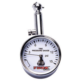 Tusk Low Pressure Dial Tire Gauge, 1–15 PSI, with storage case