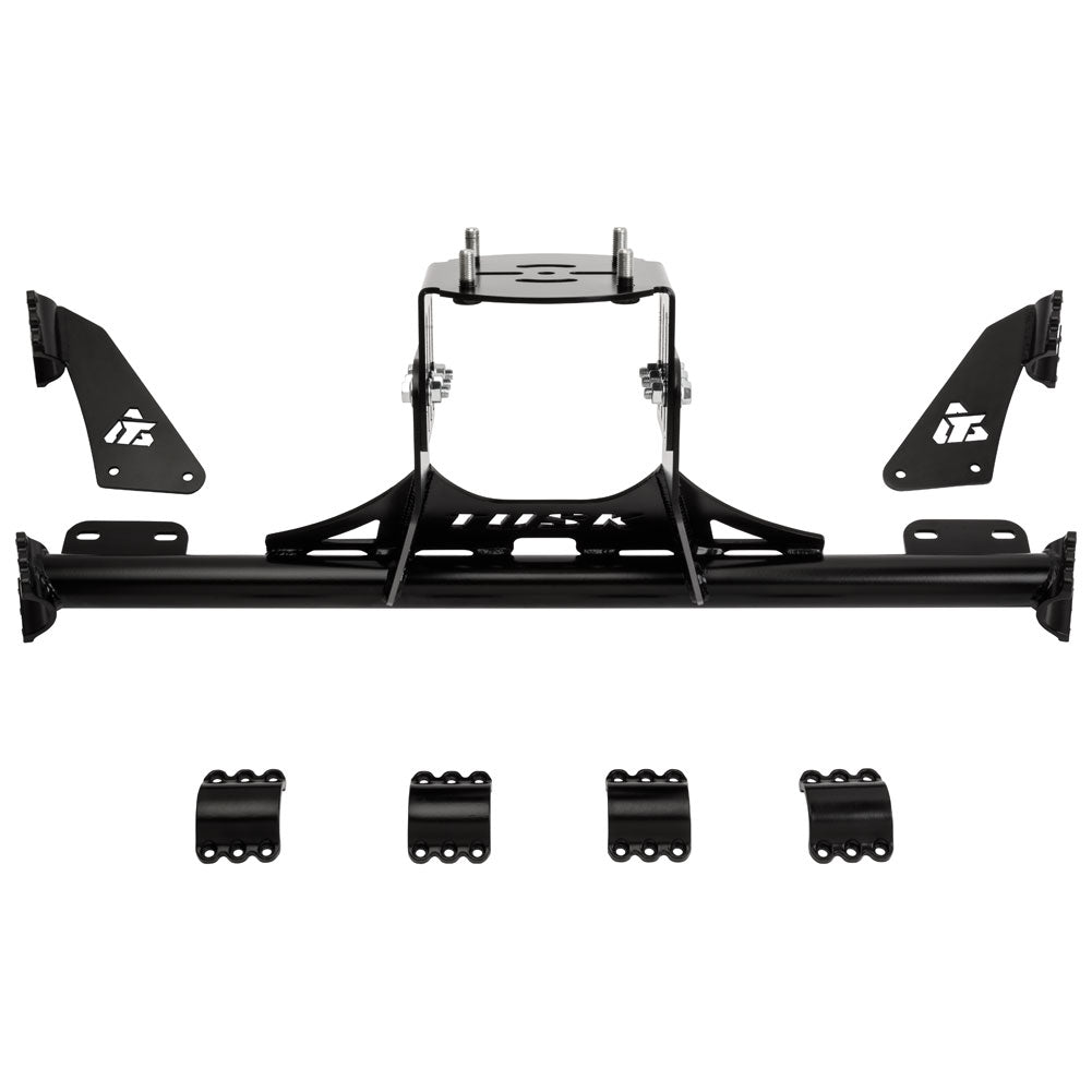 Tusk spare tire carrier components; part of combo kit.