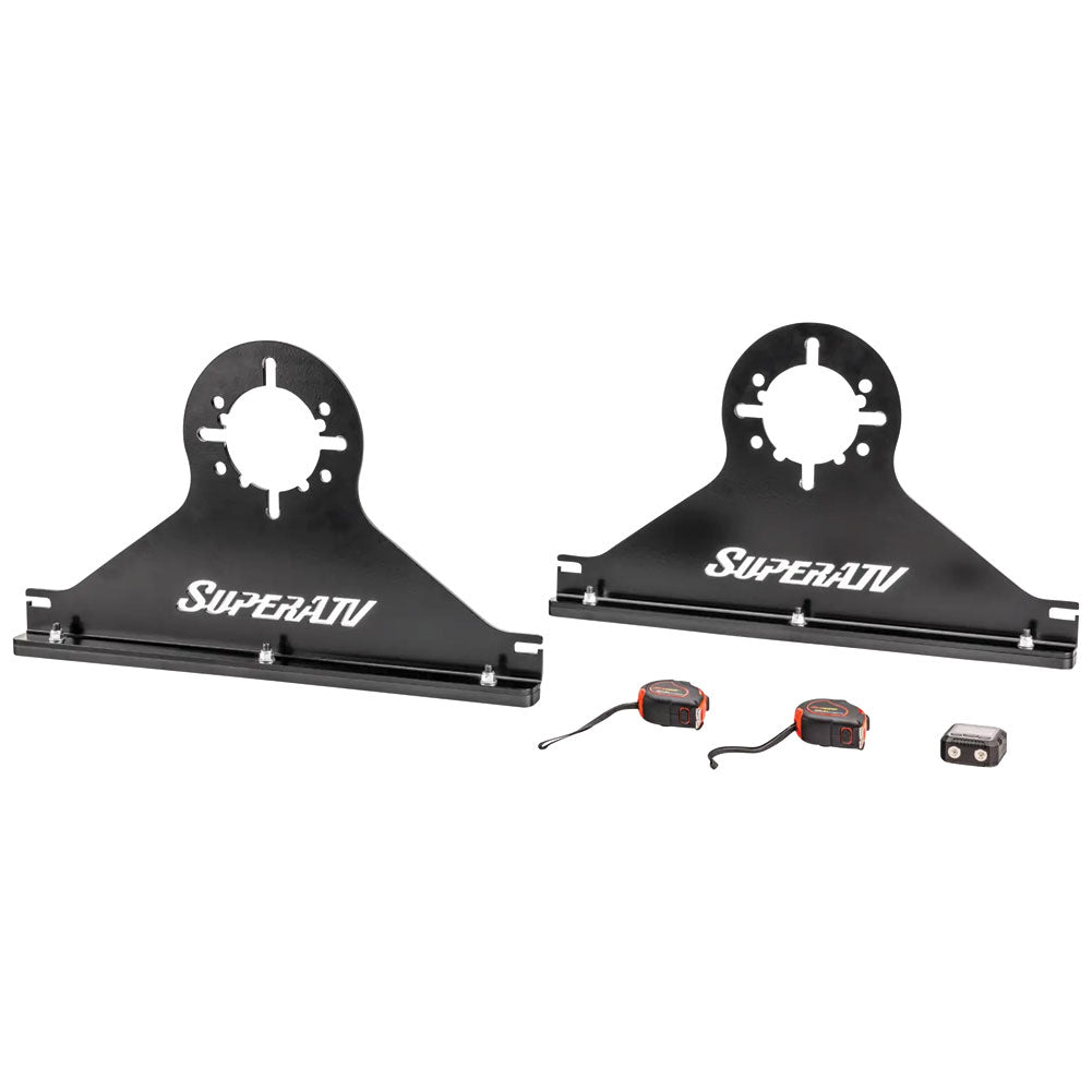 SuperATV alignment kit with two alignment plates, two tape measures and digital level.
