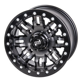 Tusk Teton Beadlock ATV/UTV Wheel 14x7 — 4 x 156 mm — 4.0 + 3.0 — Gun Metal/Black